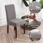 Genina Waterproof Dining Room Chair Covers Stretch Parsons Chair Slipcovers For Dining Room Kitchen Chair Protector Cover, Removable, Washable (6, Pattern1-Light Gray)