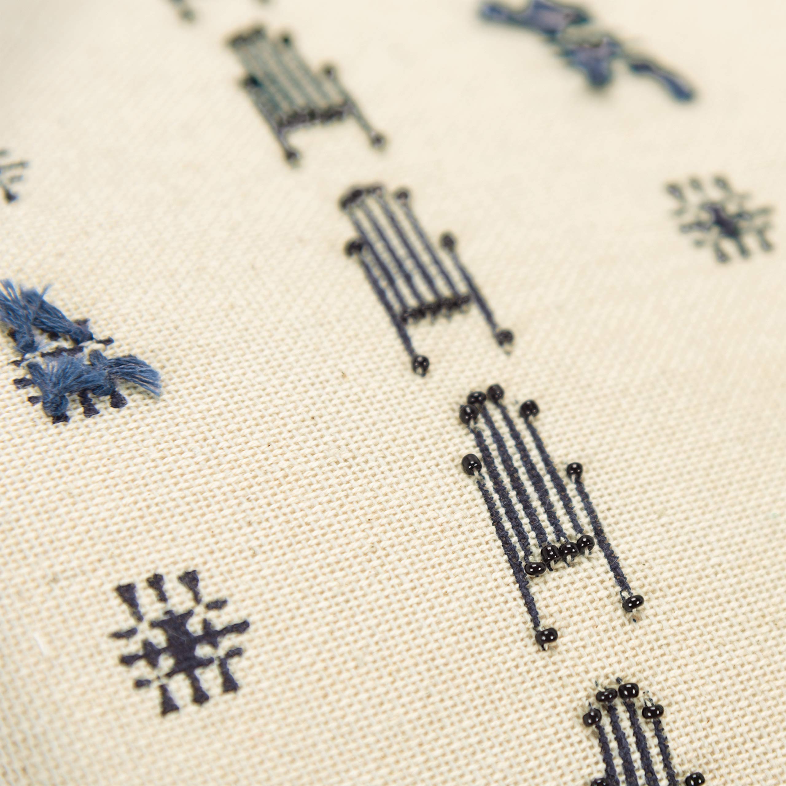 Rizzy Home Geometric 14&quot; x 26&quot; Down Filled Pillow with Cotton Cover-Natural