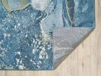 HomeRoots Teal Heat-Set Polypropelene 3’ x 5’ Blue Sage Abstract Stone Modern Area Rug