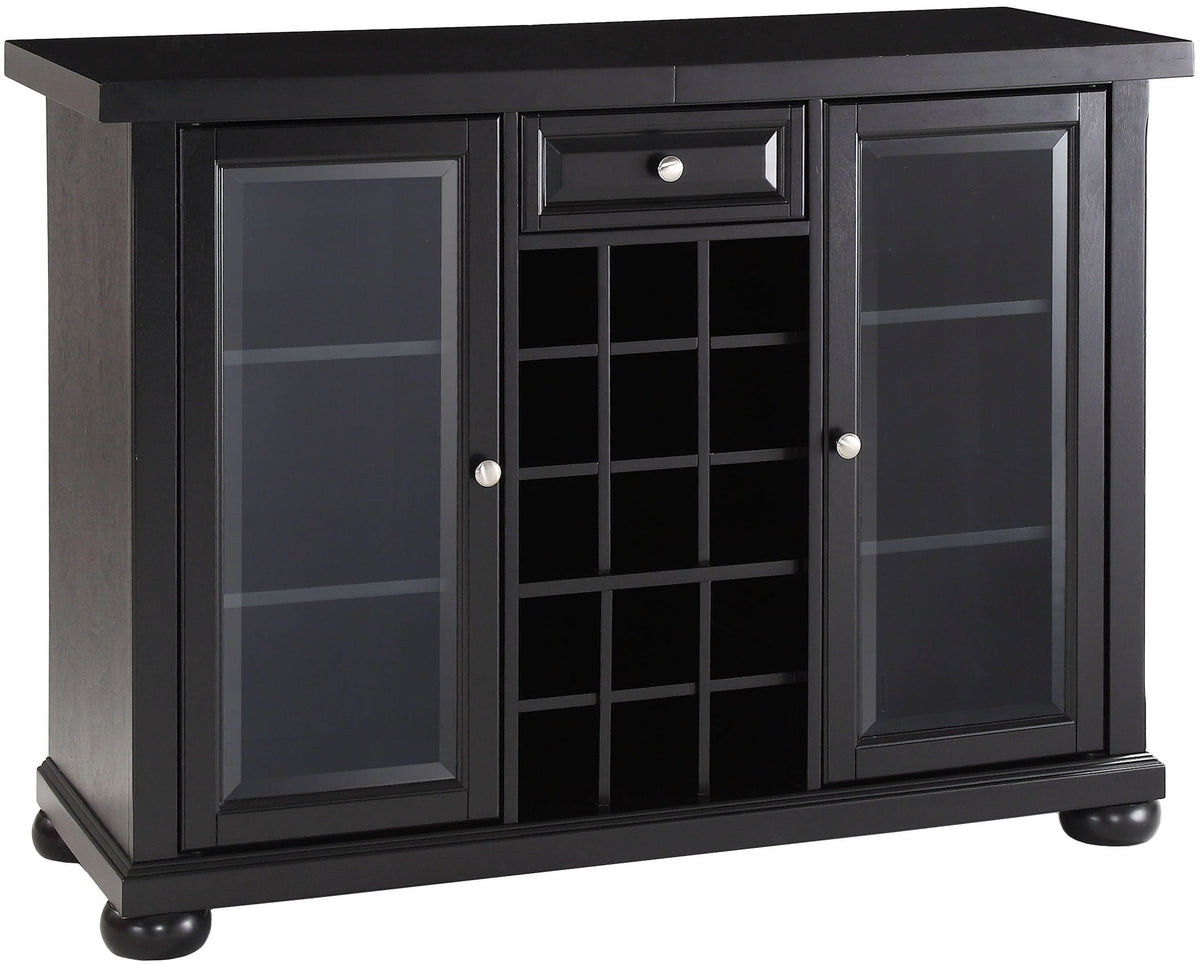 Crosley Furniture Alexandria Sliding Top Bar Cabinet With Storage Shelves, Drawer, And Wine Rack, Black