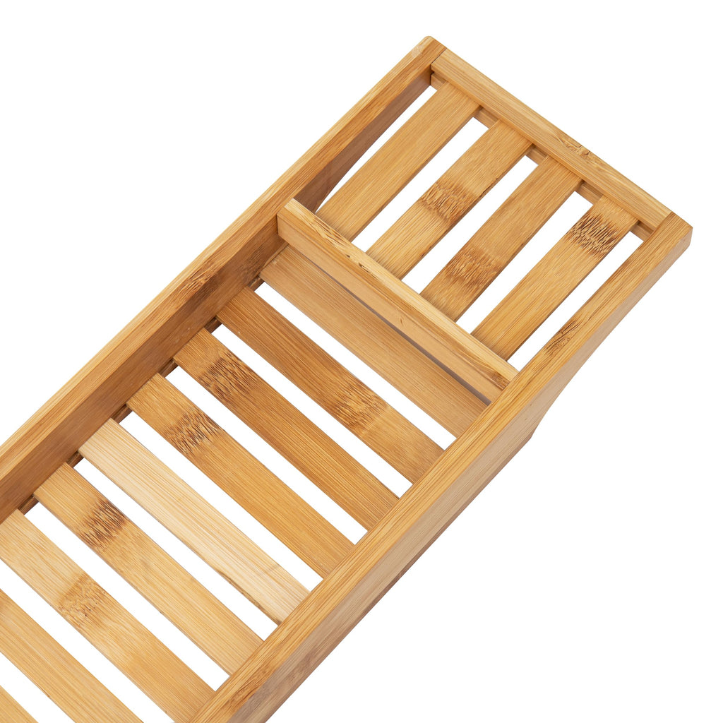 Mind Reader Bathtub Tray, Shower Organizer, Bathroom Accessory, Wood Tray, Rayon From Bamboo, 27.5'' L X 5.75'' Wx 1.75'' H, Bro