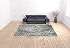 HomeRoots 508915 10 x 13 ft. Ivory Gray Charcoal Blue & Rust Oriental Power Loom Stain Resistant Rectangle Area Rug