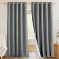 NICETOWN 100% Absolutely Blackout Linen Curtains with Thermal Insulated White Liner, Dove Grey, W62, 2 Pieces, Noise Reducing Te