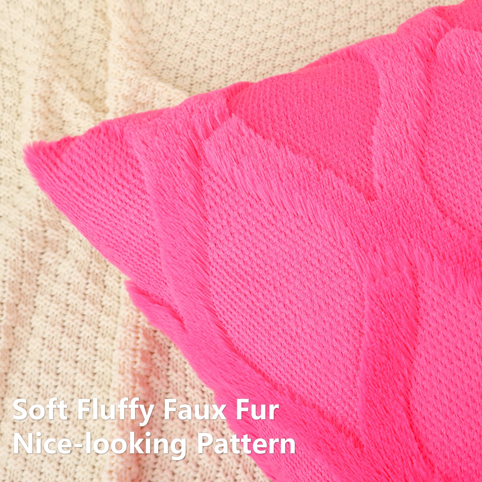 Decoruhome Throw Pillow Covers 26X26 Inch Set Of 2, Soft Plush Faux Fur Wool Hot Pink Couch Pillow Covers, Decorative Pillow Cases For Bed Sofa Living Room Home Decor