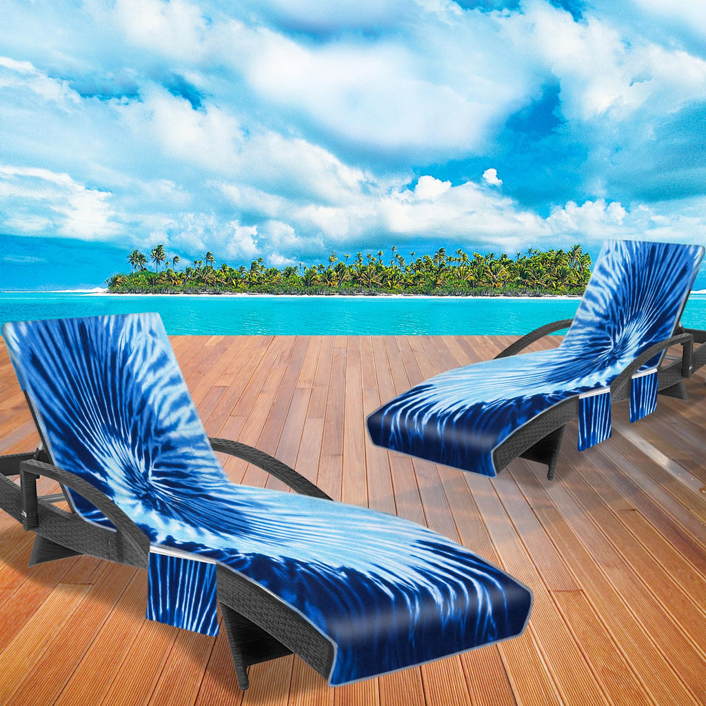 Ruikyhom Lounge Chair Towel Cover (Pack Of 2), Tie Dye Style Chaise Lounge Cover, Beach Chair Covers With Pockets For Pool Beach