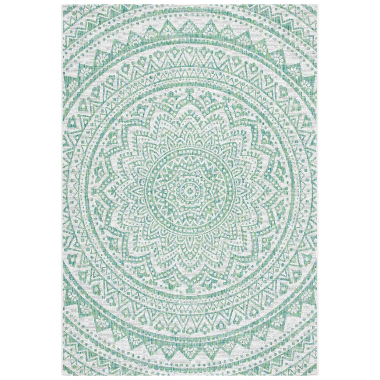 SAFAVIEH Courtyard Collection Accent Rug - 2 x 37, Ivory & Green, Non-Shedding & Easy Care, Indoor/Outdoor & Washable-Ideal fo