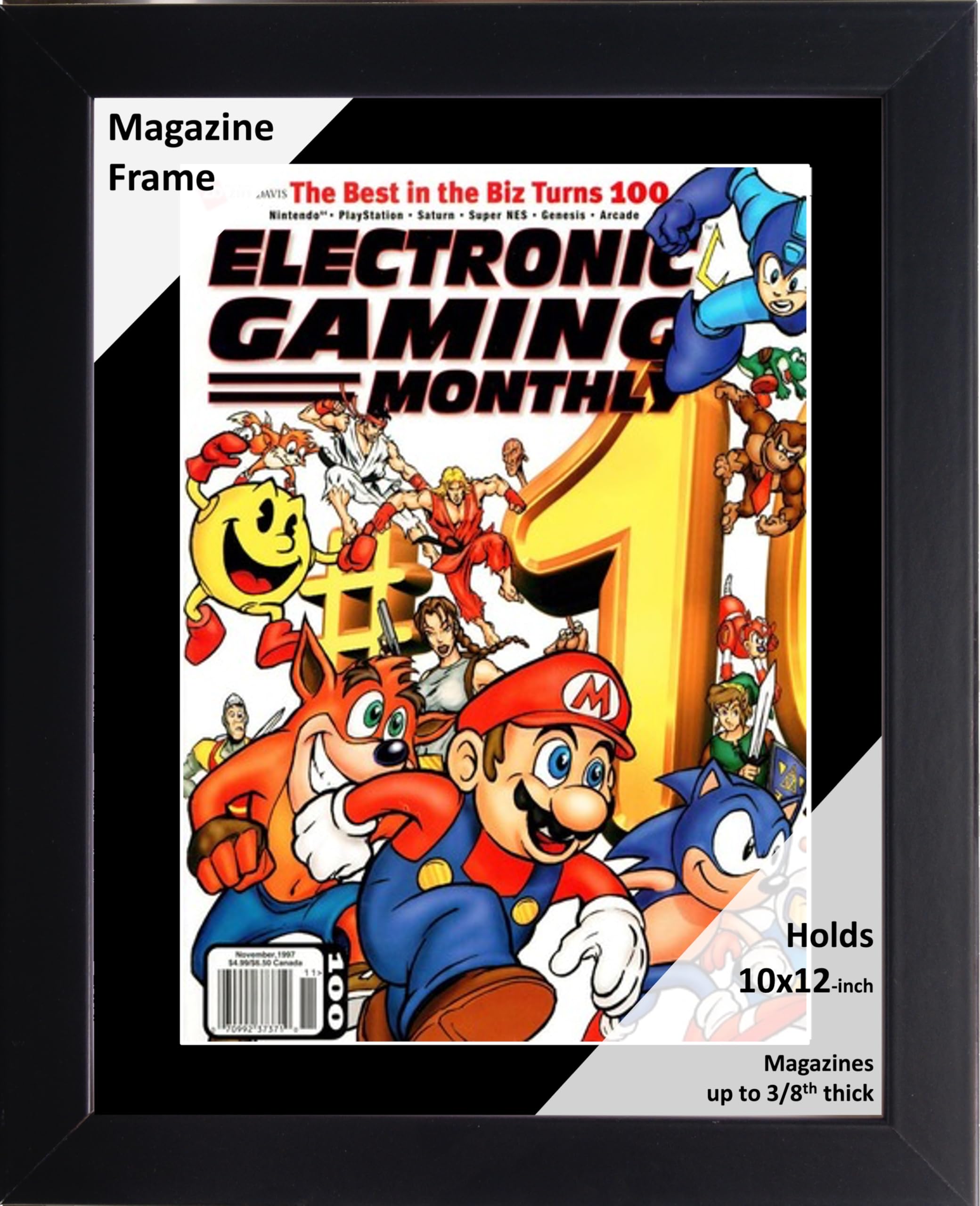 Creative Picture Frames 10 x 12 Magazine Frame with Full-Strength Glass, Holds Up To A 1/4 Thick Media, Magazine Wall Display wi