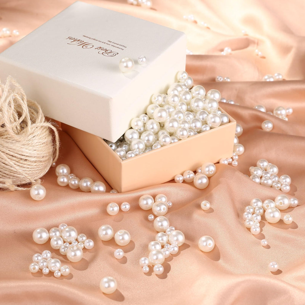 Naler 500Pcs Assorted Pearl Beads With Hole For Jewelry Making Crafts Diy Vase Fillers Table Scatter For Wedding Birthday Party