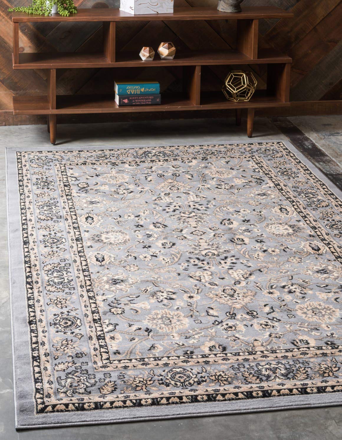 Unique Loom Sialk Hill Collection Area Rug - Washington (9 10 x 13 1 Rectangle Gray/Black)