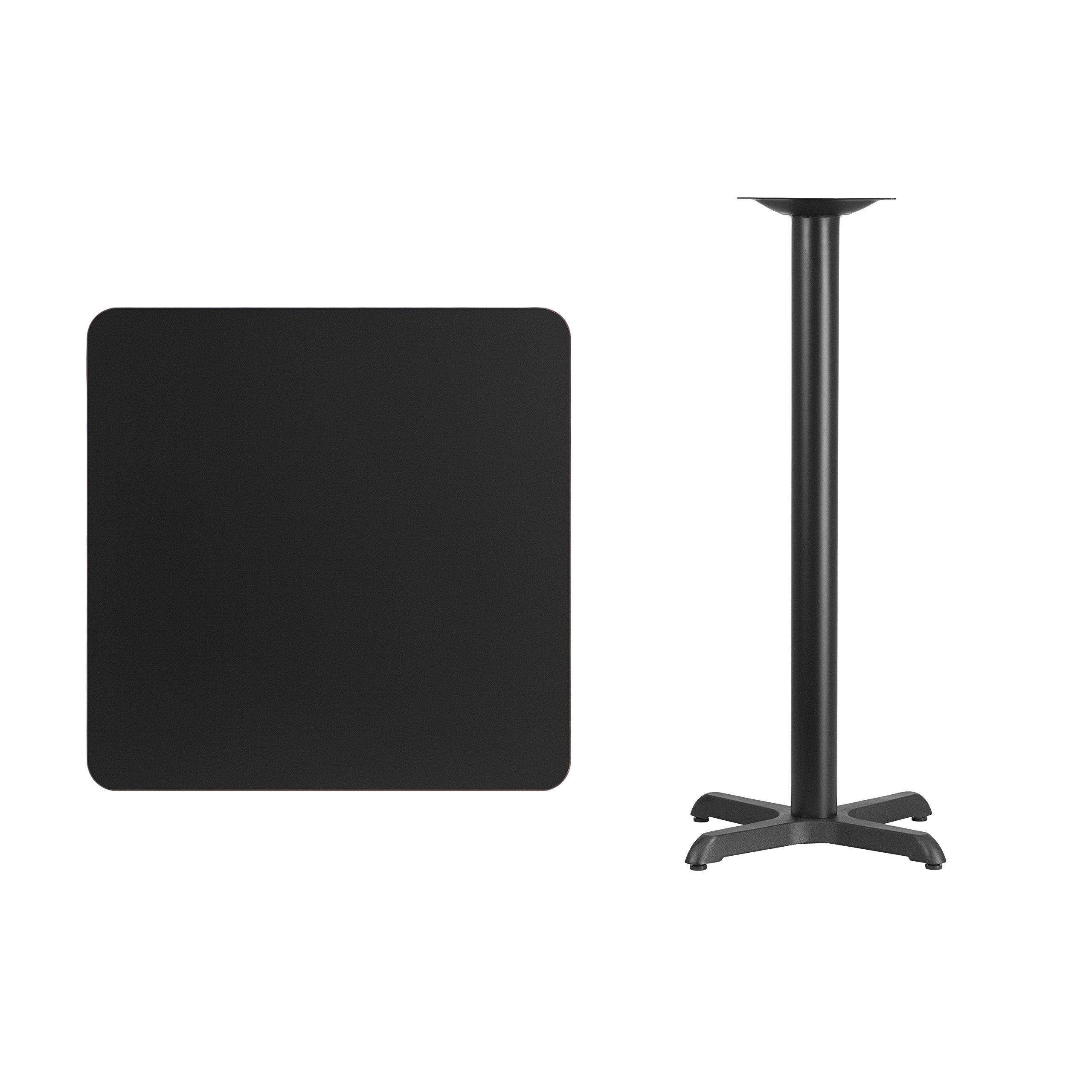 Flash Furniture Stiles 30'' Square Black Laminate Table Top With 22'' X 22'' Bar Height Table Base