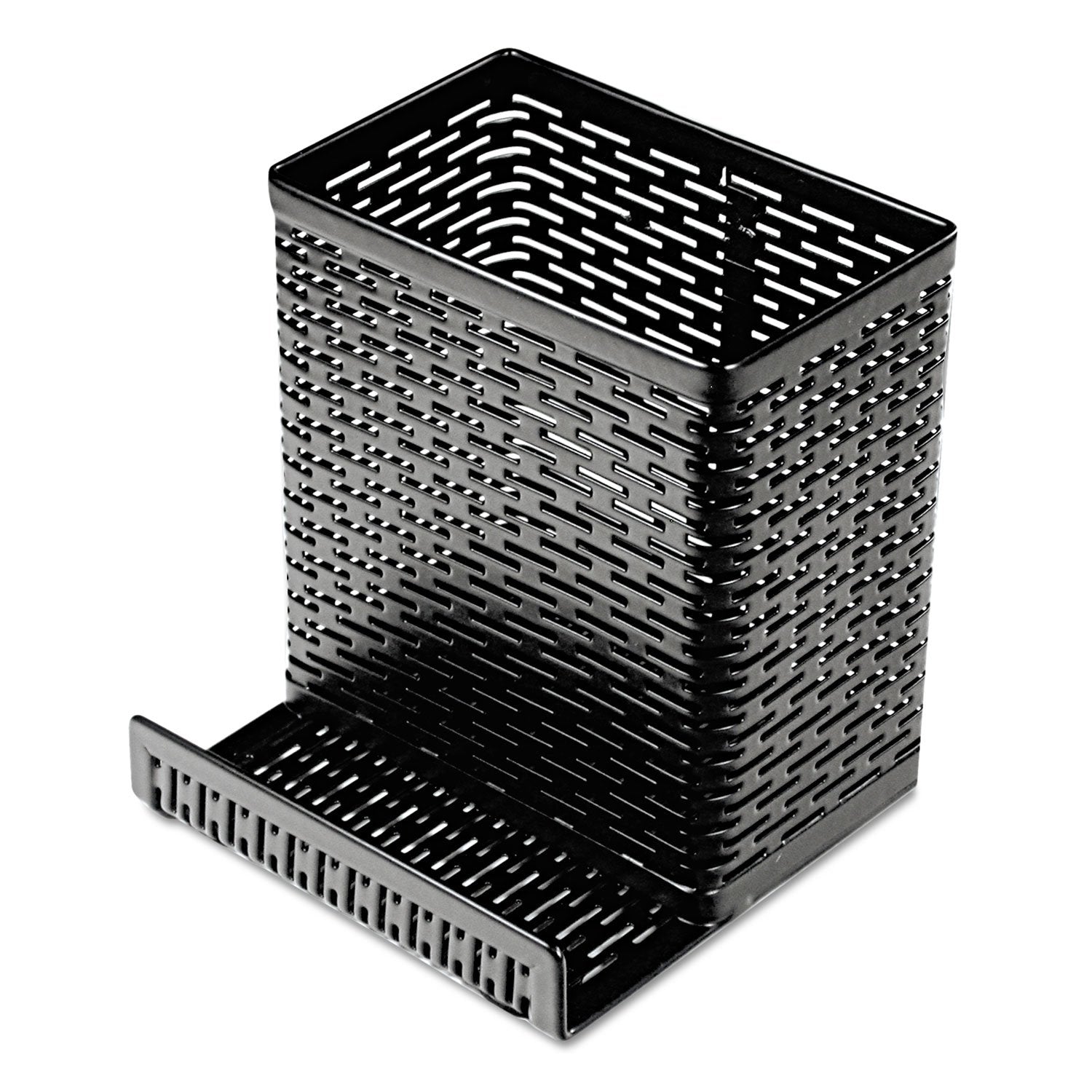 Artistic Urban Collection Punched Metal Pencil Cup With Cell Stand, Black (Art20014)
