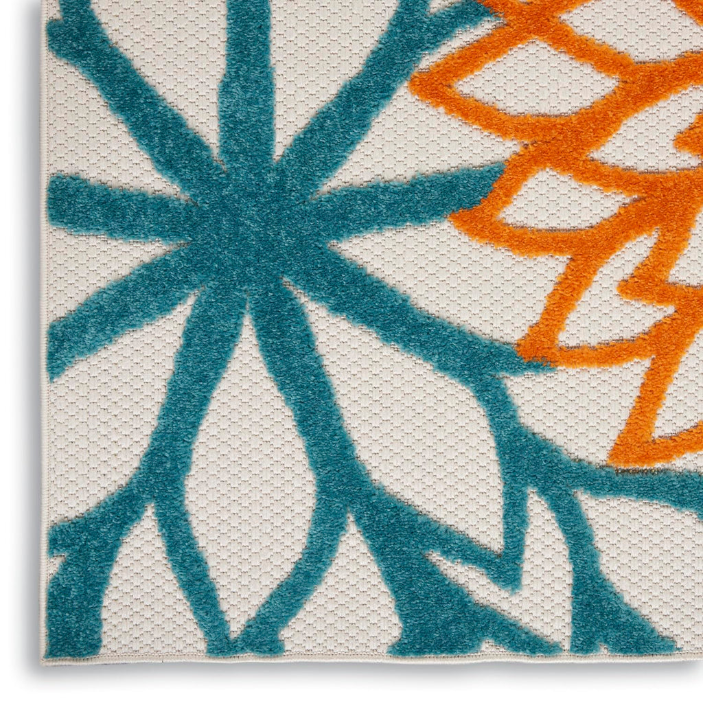 Nourison Aloha Indoor/Outdoor Turquoise/Multicolor 3' X 5' Area Rug, Easy Cleaning, Non Shedding, Bed Room, Living Room, Dining Room, Deck, Backyard, Patio (3X5)