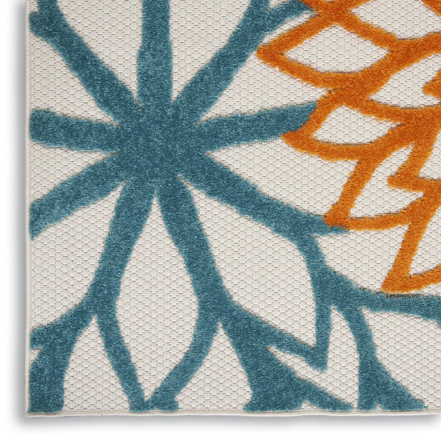 Nourison Aloha Indoor/Outdoor Turquoise/Multicolor 3' X 5' Area Rug, Easy Cleaning, Non Shedding, Bed Room, Living Room, Dining Room, Deck, Backyard, Patio (3X5)