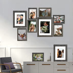 Seseat Picture Frames Collage, Gallery Wall Frame Set With 11X14 8X10 5X7 4X6 Frames In Grey Finishes, Set Of 10
