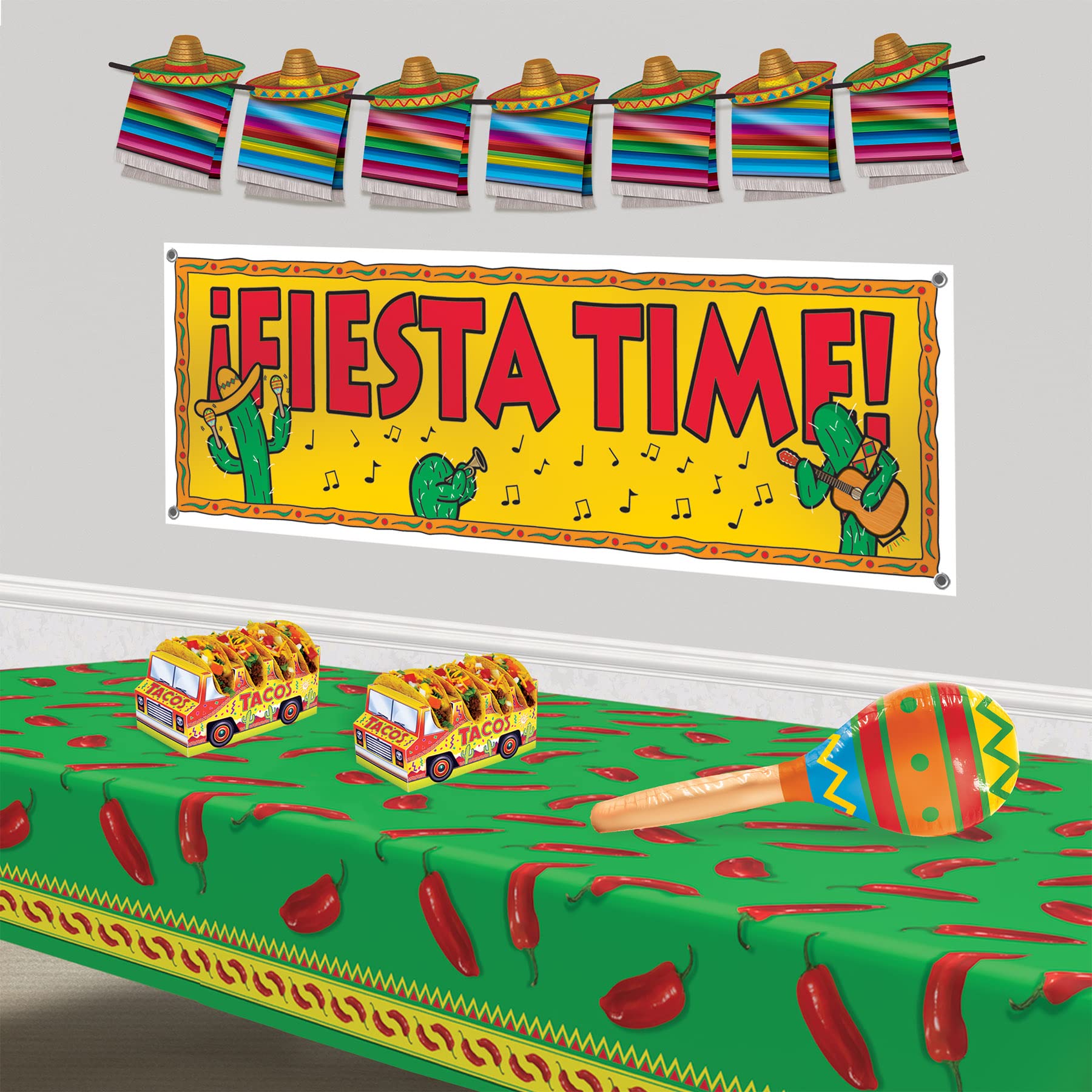 Beistle 2 Piece Inflatable Maracas For Fiesta Parties, Cinco De Mayo And Mexican Theme Decorations, 30', Multicolor