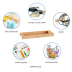 Lavish Home Bamboo Bathroom Vanity Tray-Natural Wood Eco-Friendly Holder For Towels, Toiletries, Cosmetics, Decor And More-Moder