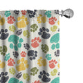 Ambesonne Dog Lover Curtains, Hand Drawn Paw Print Doodles Circular Pattern Drawing Style Animal, Window Treatments 2 Panel Set 