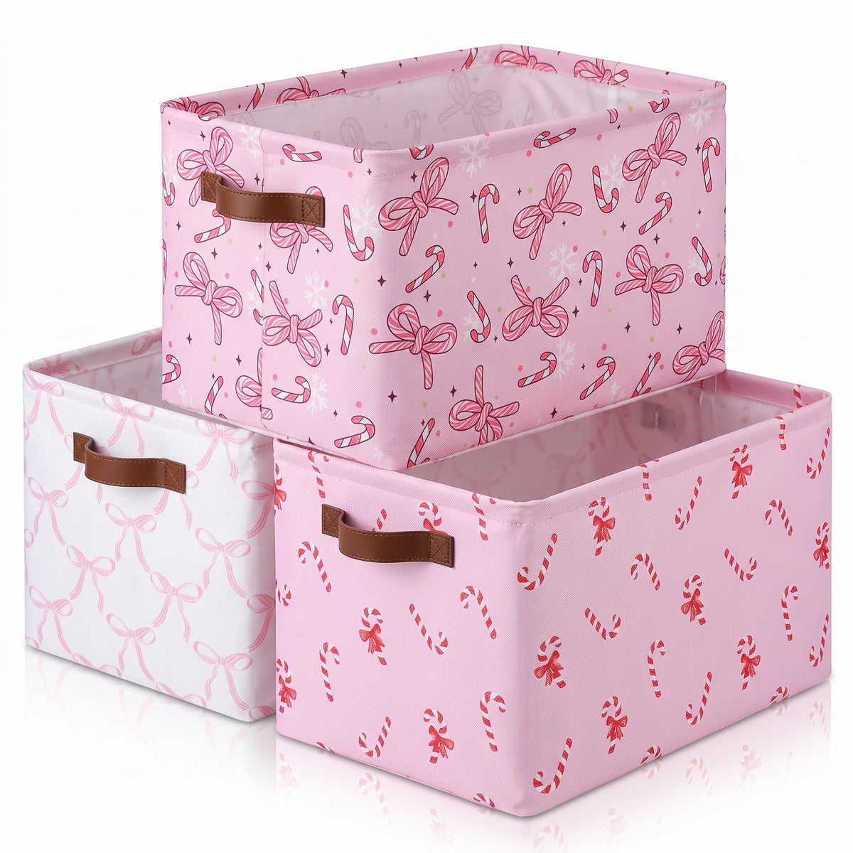 Yookeer 3 Pcs Large Christmas Storage Baskets for Gifts Empty Collapsible
