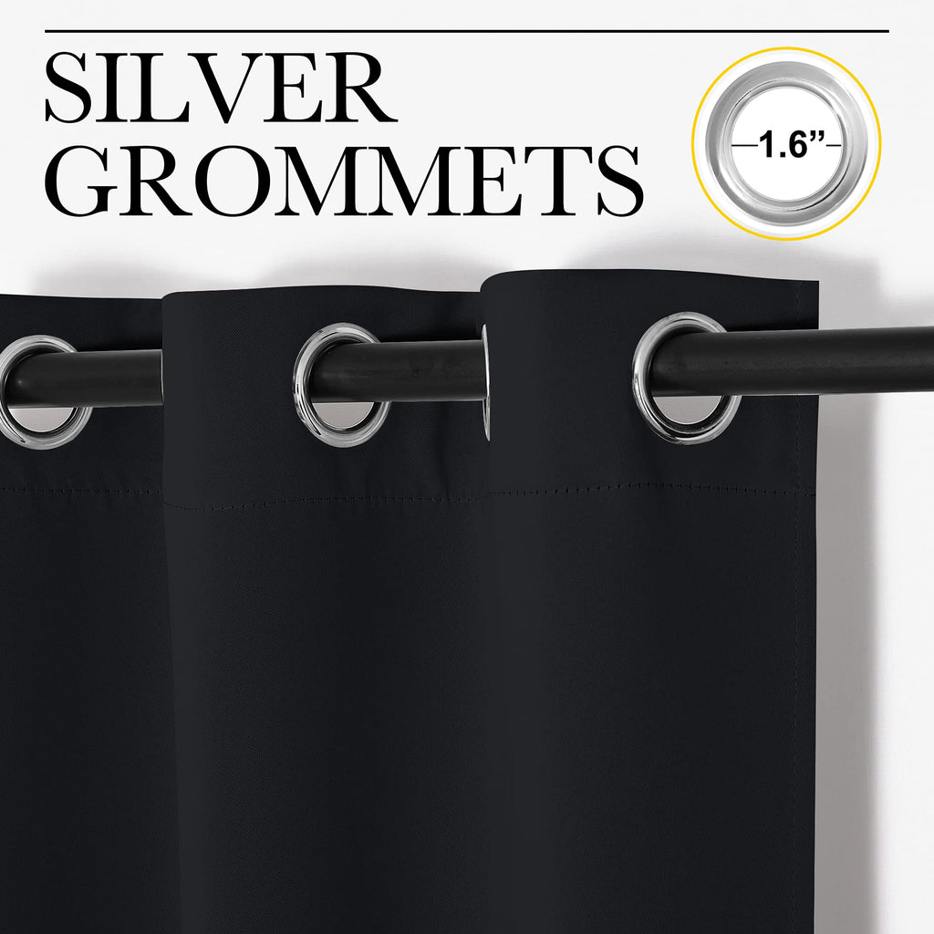 Nicetown Black Blackout Curtain 57 Inch Length, W55 X L57 Inch, 8 Grommets Top, 1 Piece, Thermal Insulated Modern Window Treatment Soundproof Drape Panel For Bedroom/Living Room