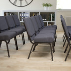 Flash Furniture Hercules Series 21''W Church Chair In Dark Gray Fabric - Silver Vein Frame