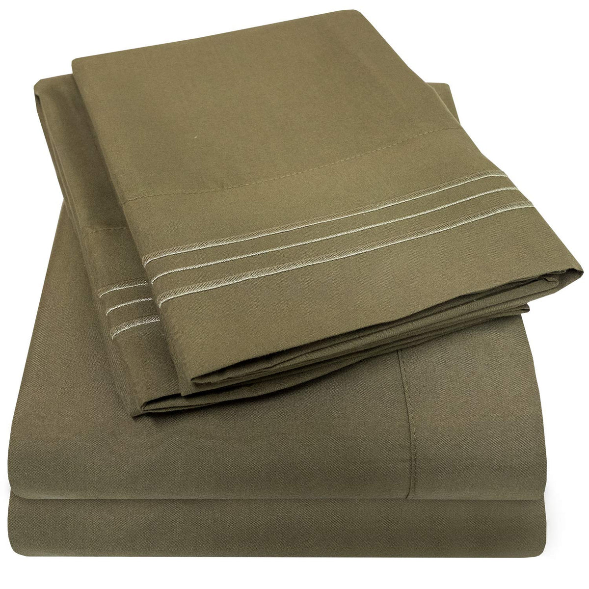 1500 Supreme Collection King Sheet Sets Olive Green - Luxury Hotel Bed Sheets And Pillowcase Set For King Mattress - Extra Soft,