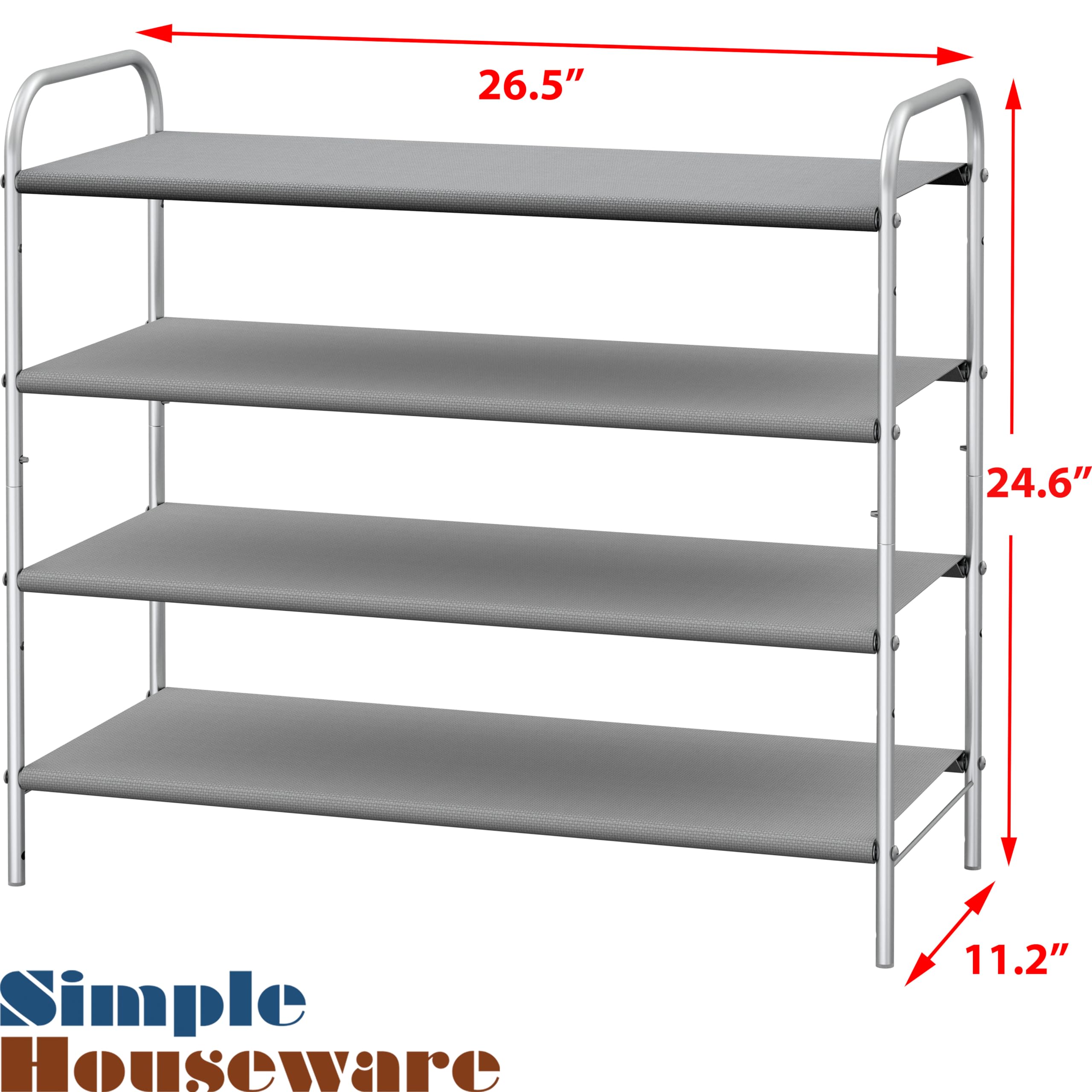 Simple Houseware 4-Tier Shoe Rack Storage Organizer 20-Pair, Grey