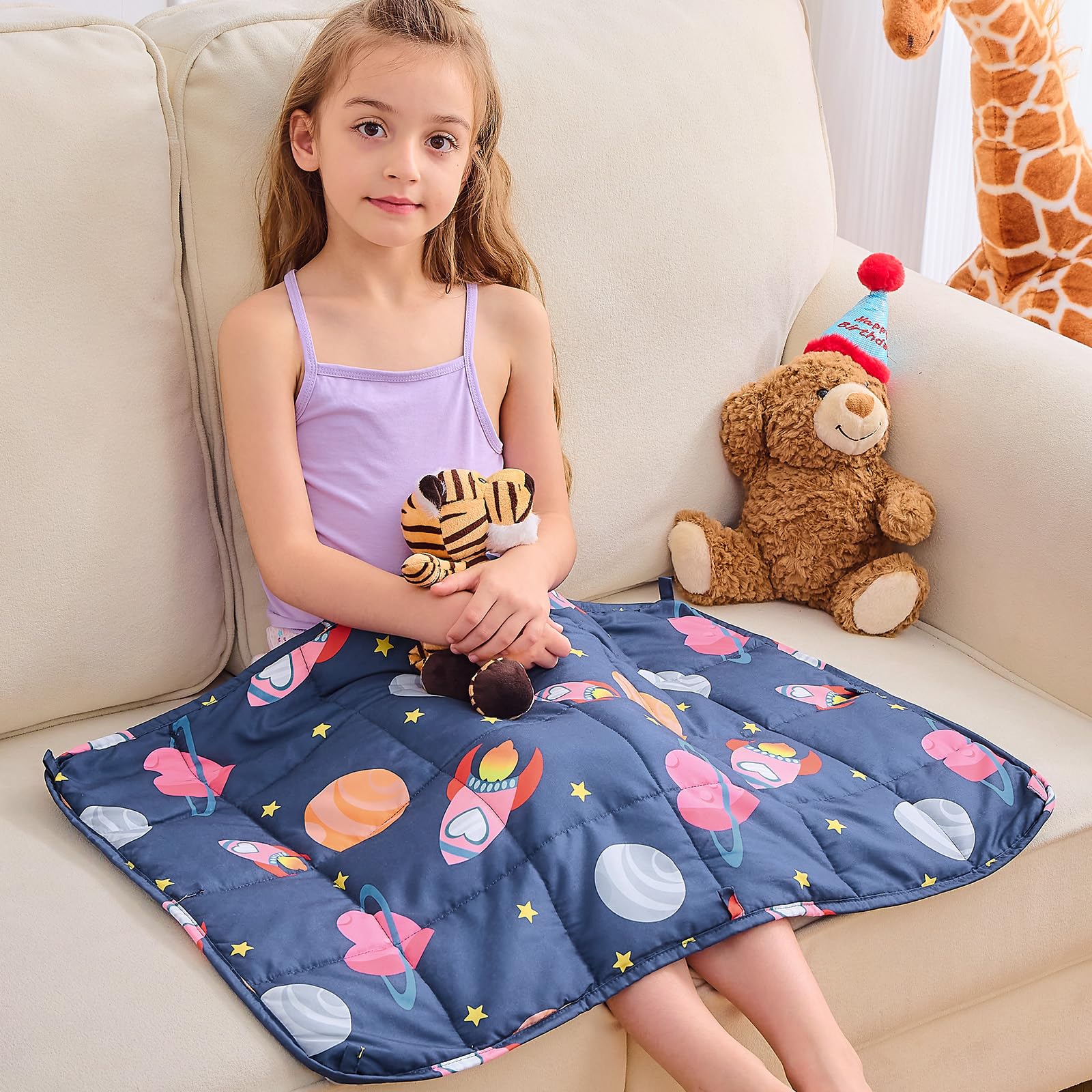 Yescool Weighted Lap Pad 2 Pounds Cooling Weighted Lap Blanket, Space Plane Small Weighted Blanket, Children Weighted Throw Blan