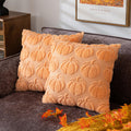 Cosibono Pumpkin Fall Decorative Throw Pillow Covers 20'X20', Set Of 2 Light Gold Soft Faux Fur Pillow Covers For Autumn Harve