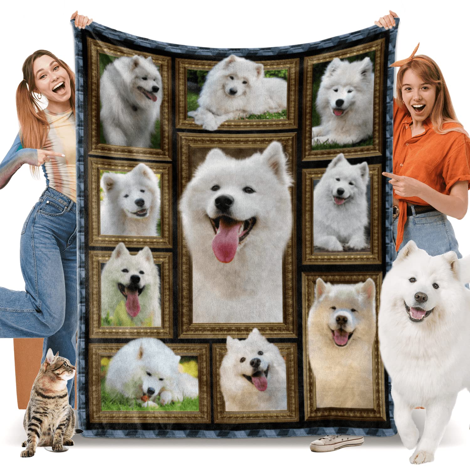 Samoyed Blanket For Women Men, Samoyed Gifts For Samoyed Dog Lover, Soft Cozy Lightweight Warm Flannel Blankets And Throws For S