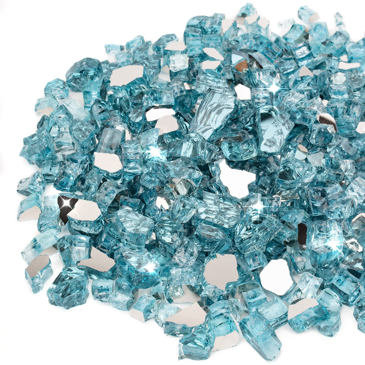 Stanbroil 10-Pound Fire Glass - 1/2 Inch Reflective Tempered Fire Glass For Fireplace Fire Pit, Aqua Blue Reflective