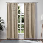 TWOPAGES Taupe Grey Pinch Pleated Drape 84 Inch Length Linen Light Filtering Room Darkening Curtain for Bedroom, Double Layer Li