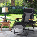 Maison Arts Oversized Xxl Padded Zero Gravity Lounge Chair 30' Wide Seat Anti Gravity Lawn Chair Foldable Recliner Outdoor Camp Chair For Poolside Backyard Beach, Support 400Lbs, Black & Grey