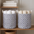 Floral Quilted Block Print Baby & Kids Nursery Storage Bin Basket Soft Quilted, Collapsible, Machine Washable Laundry Bag (Purpl