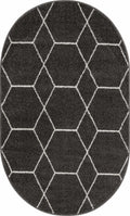 Unique Loom Trellis Frieze Collection Area Rug - Geometric (3 x 5 Oval, Dark Gray/ Ivory)
