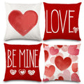 Diydec 4Pcs Valentines Pillow Covers 18X18 Inch Red White Heart Throw Pillow Covers Valentines Day Love Be Mine Cushion Case Dec