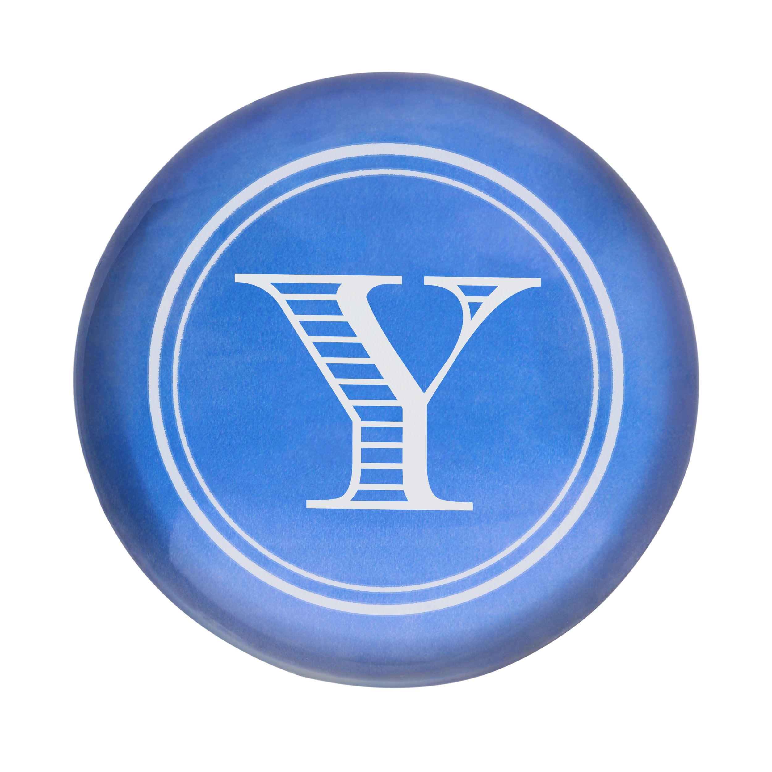 Cathy'S Concepts Personalized Circle With Block Letter Domed Glass Paperweight, Letter Y, Blue