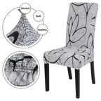 Searchi Dining Room Chair Covers Set Of 4, Stretch Printed Parsons Chair Slipcovers Spandex Removable Washable Kitchen Chair Protector Cover For Dining Room, Hotel, Ceremony (Grey Lotus+White Texture)