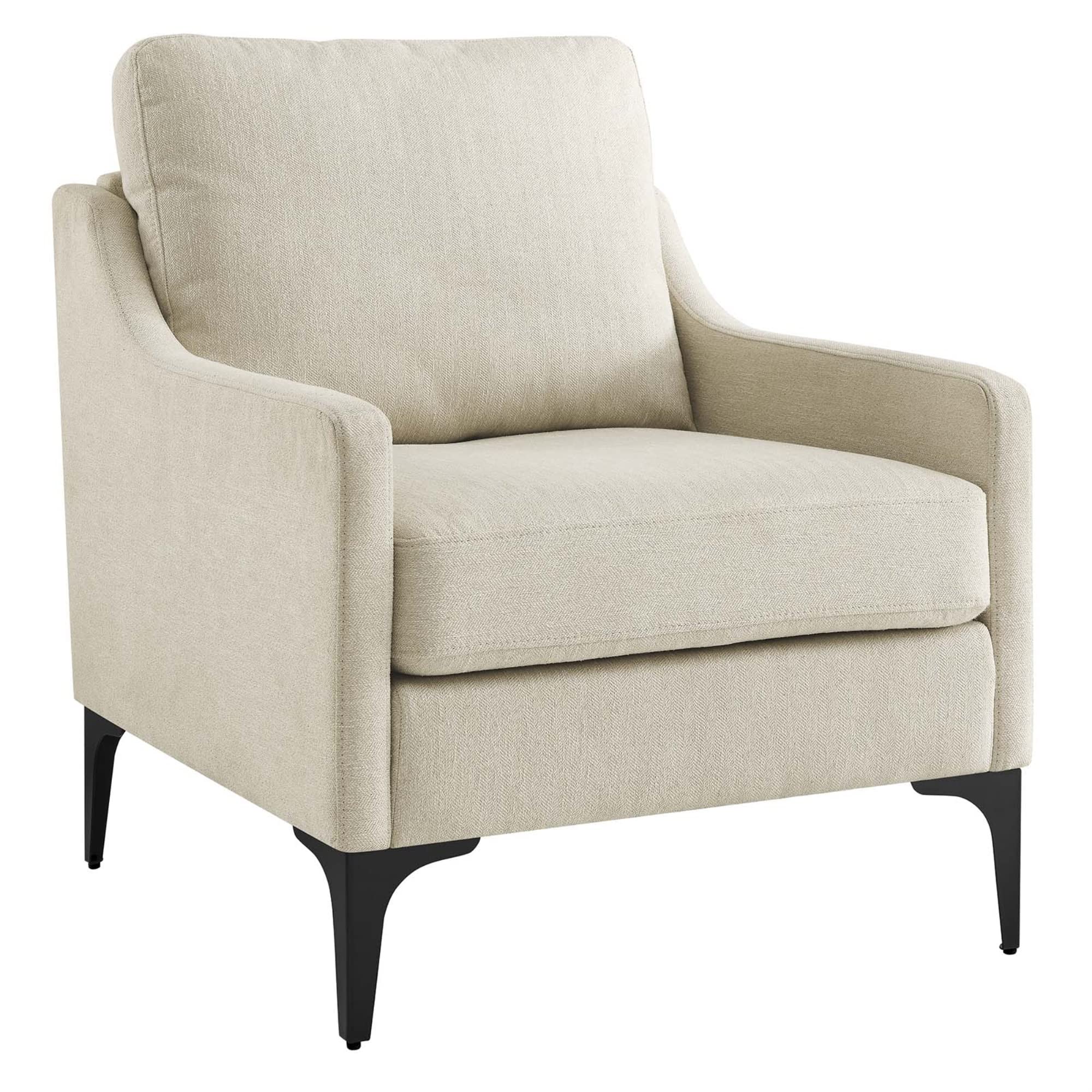 Modway Corland Upholstered Fabric And Metal Armchair In Beige