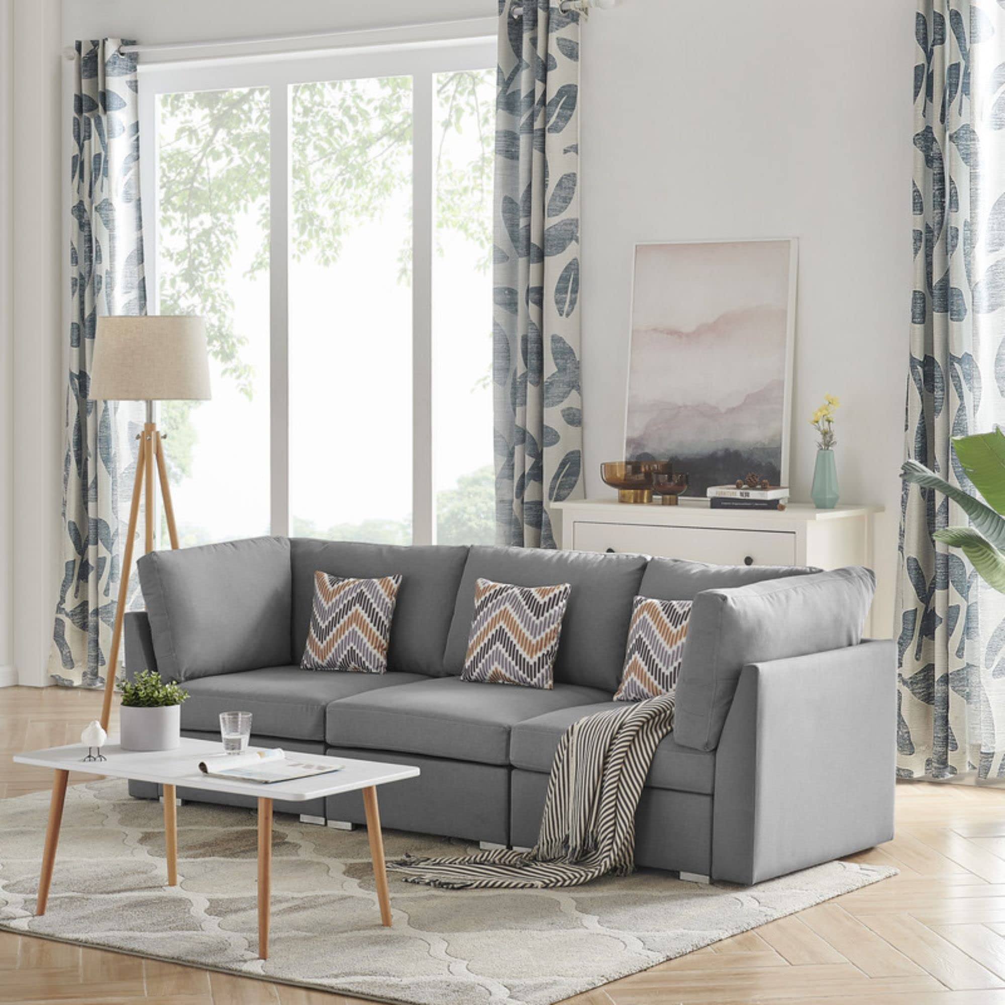 Lilola Home Amira Gray Fabric Sofa Couch