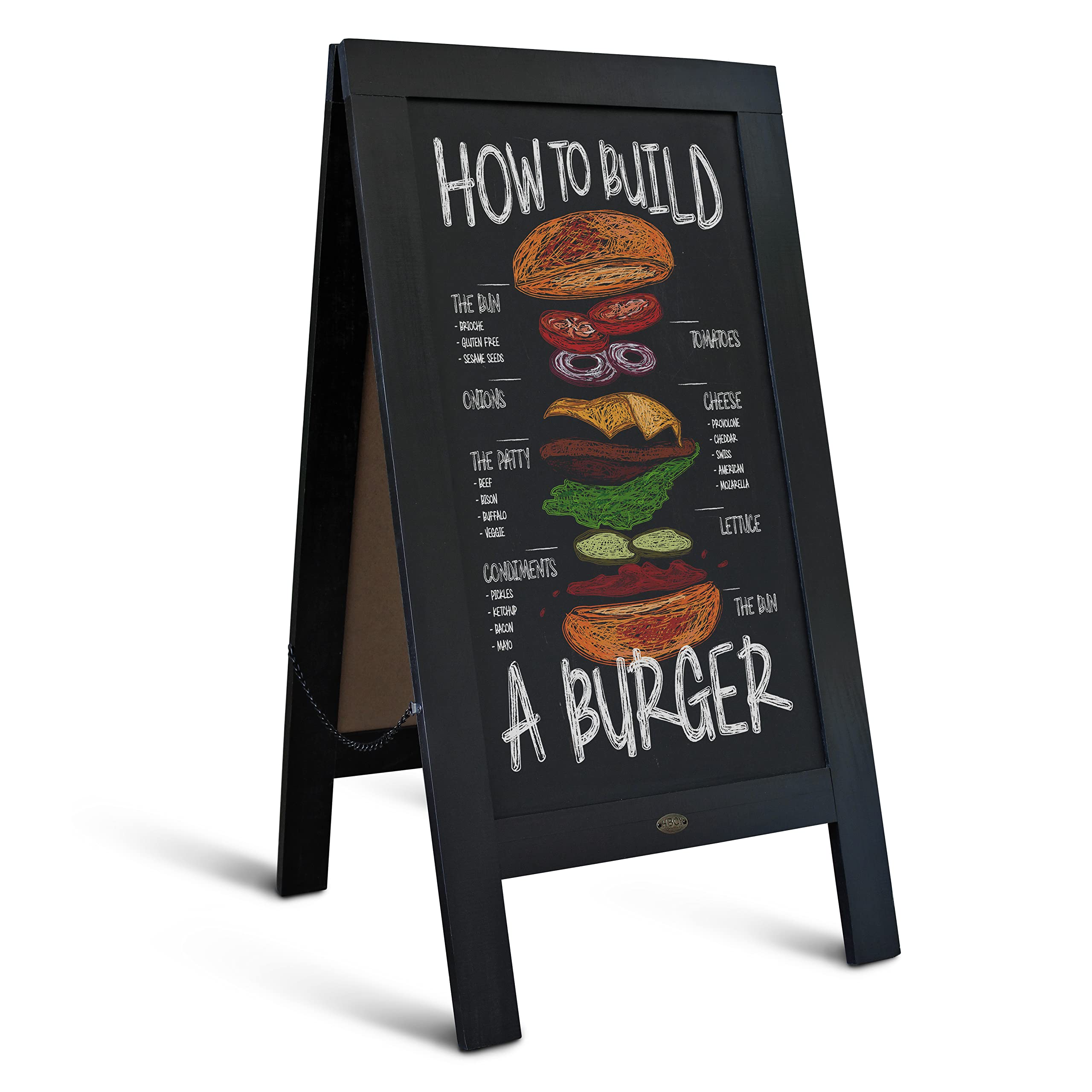 A Frame Chalkboard By Hbcy Creations: 40X20 Solid Wood A-Frame Sign Black Double-Sided Magnetic Board, Chalkboard Menu Board, Fo