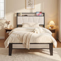 LIKIMIO Twin XL Bed Frames, Boucl   Storage Headboard with Charging Station, Solid and Stable, Noise Free, No Box Spring Needed,