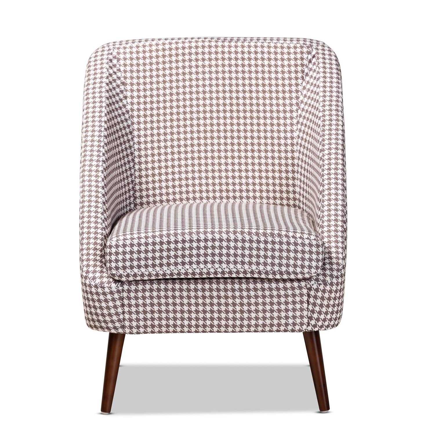Baxton Studio Gia Modern and Contemporary Brown and White Houndstooth Accent Chair