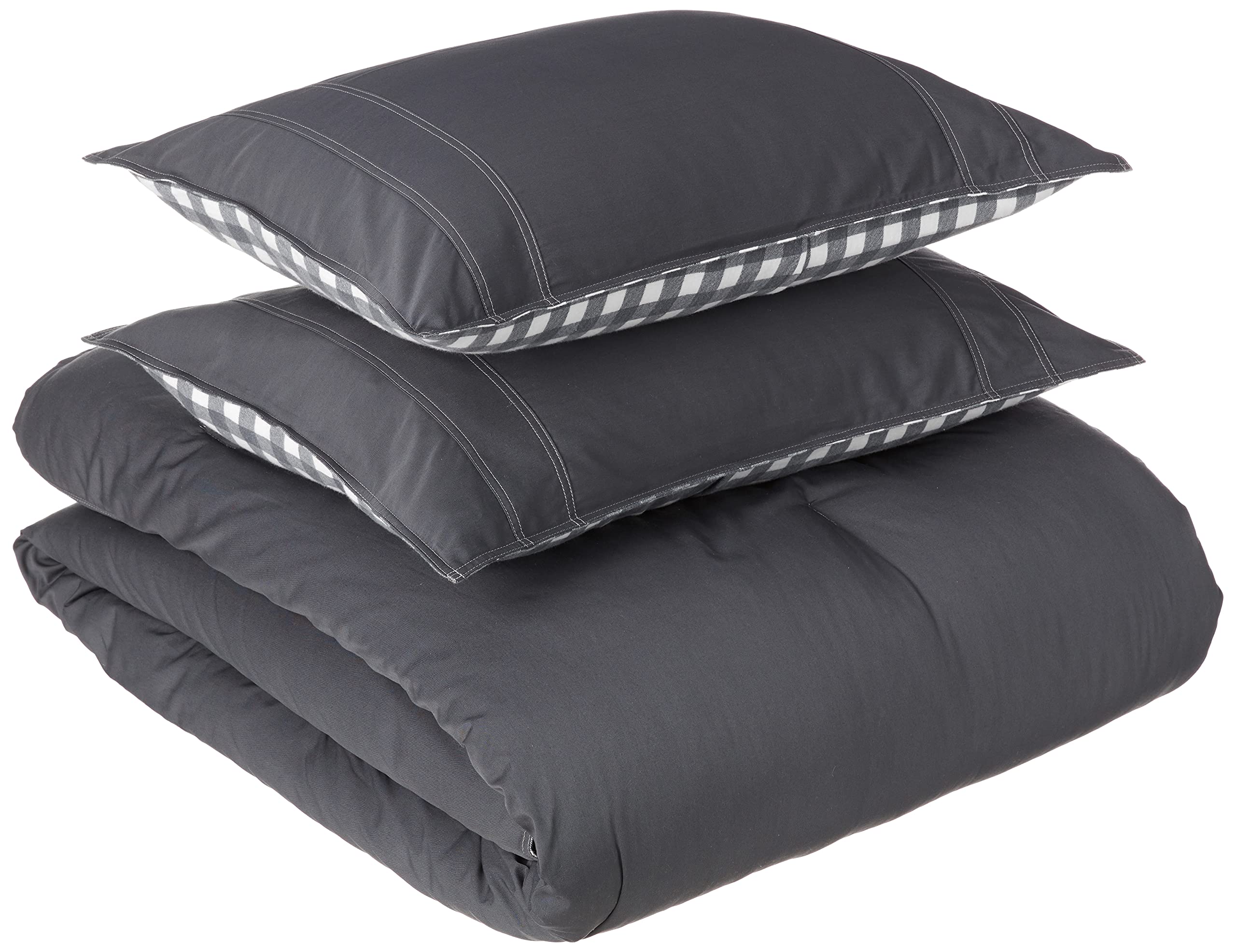Eddie Bauer - Queen Comforter Set, Reversible Cotton Bedding With Matching Shams, Pre-Washed For Added Softness (Kingston Charco