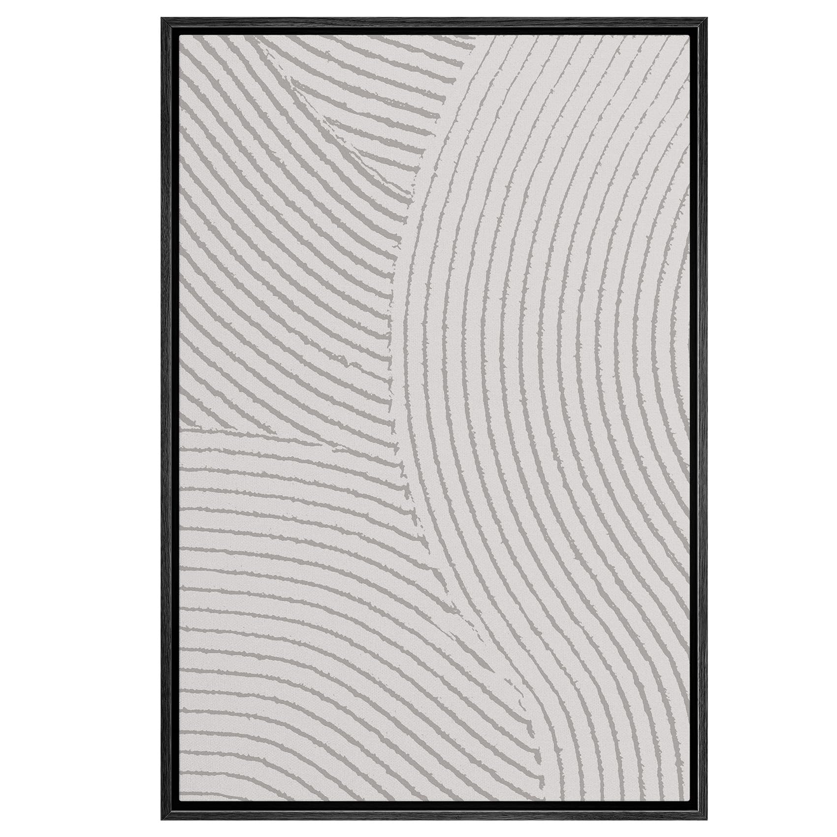 Signwin Framed Canvas Print Wall Art Geometric White Granite Wave Collage Abstract Shapes Illustrations Minimal Decorative Nordi