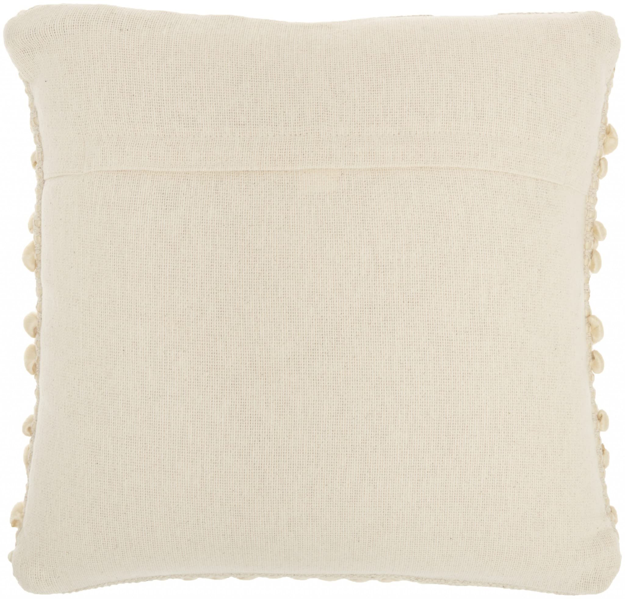 HomeRoots #n/a Polyester Cream Pom-Pom Detailed Throw Pillow