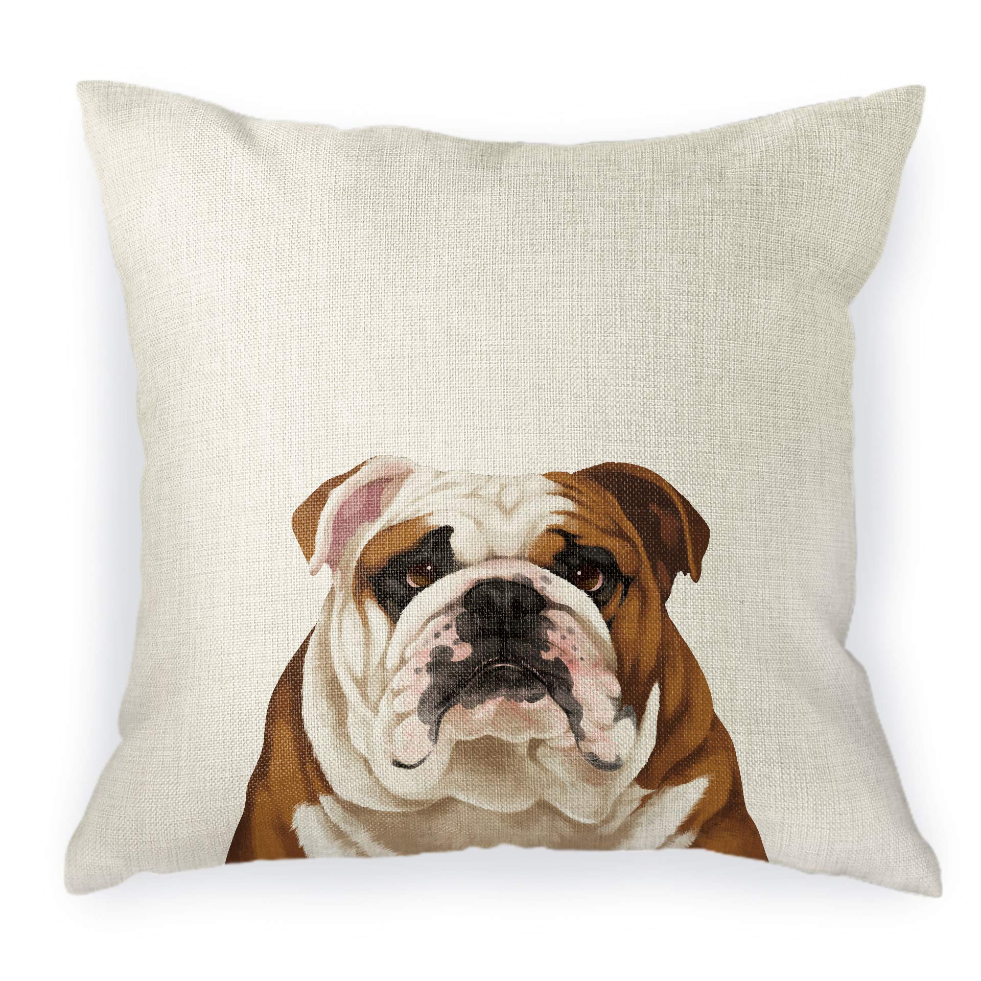 Wirester Sofa Pillow Case, Decorative Throw Pillow Cushion Cover For Home Office 18 X 18 Inch, Cute English Bulldog