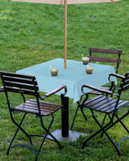 Queenker Sapphire Blue Outdoor Tablecloth With Umbrella Hole And Zipper, Solid Color Table Cover For Square Tables Waterproof Ta