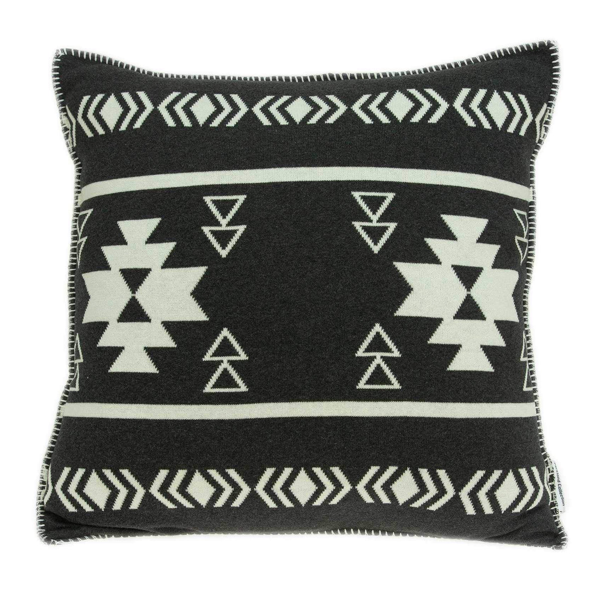 HomeRoots 100% Cotton Parkland Collection Sioux Southwest Black Pillow Cover with Down Insert