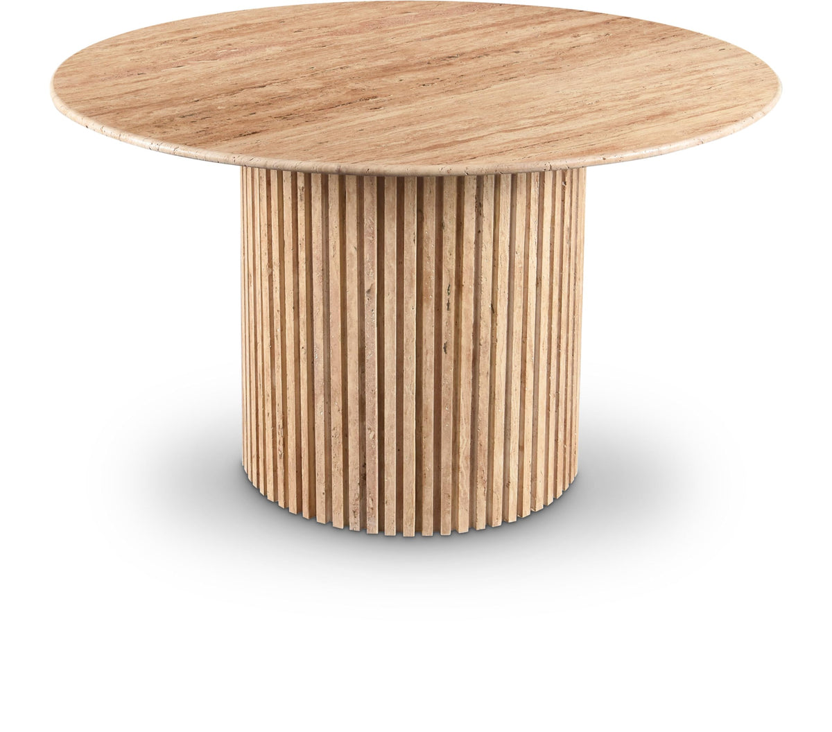 Meridian Furniture 248Travertine-Dt48 Genoa Collection Art Deco Dining Table With Handcrafted Genuine Travertine, Natural Traver
