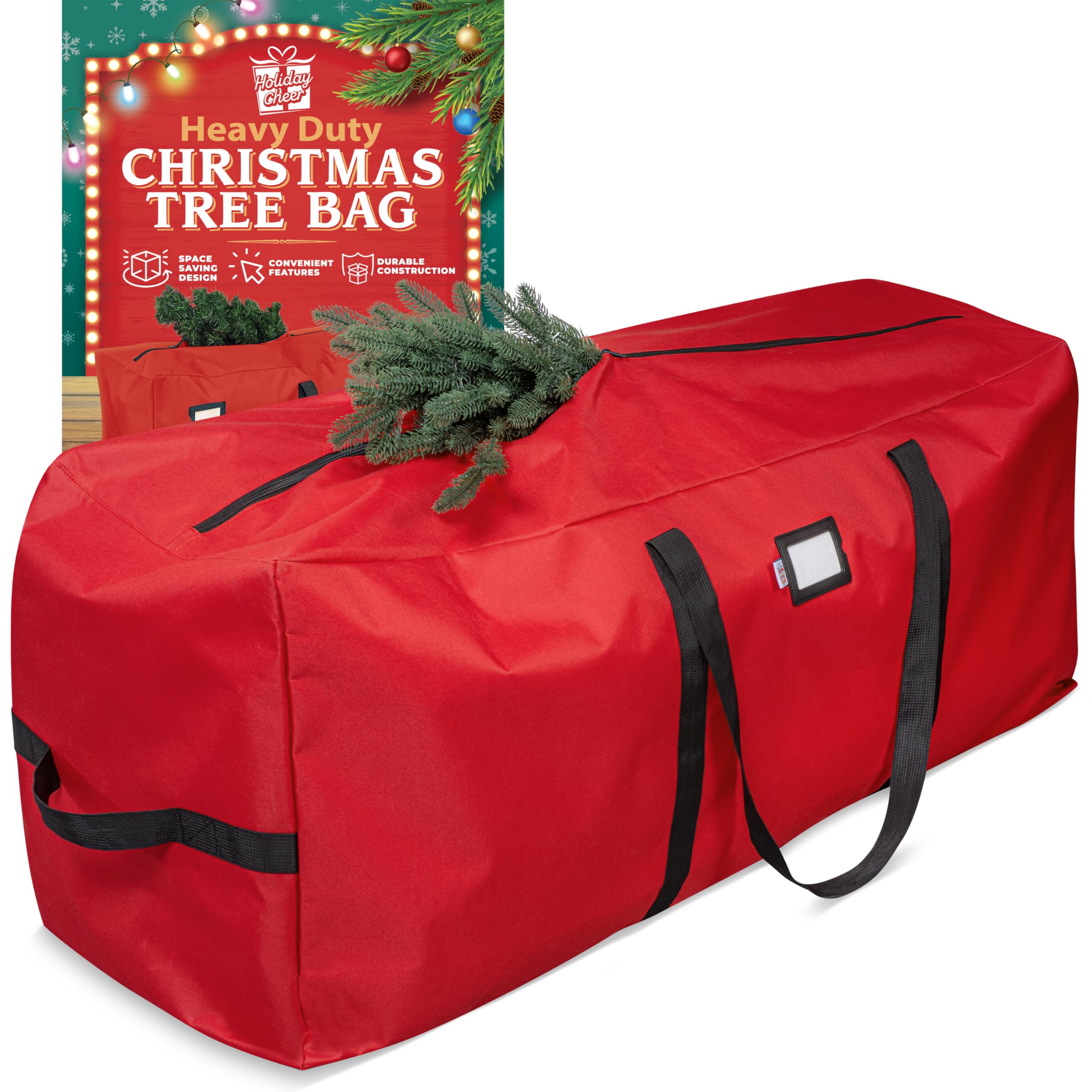 Holiday Cheer Christmas Tree Storage Bag - Heavy Duty Christmas Tree Bag Fits Up to 9ft Tall Artificial Christmas Tree, Waterpro